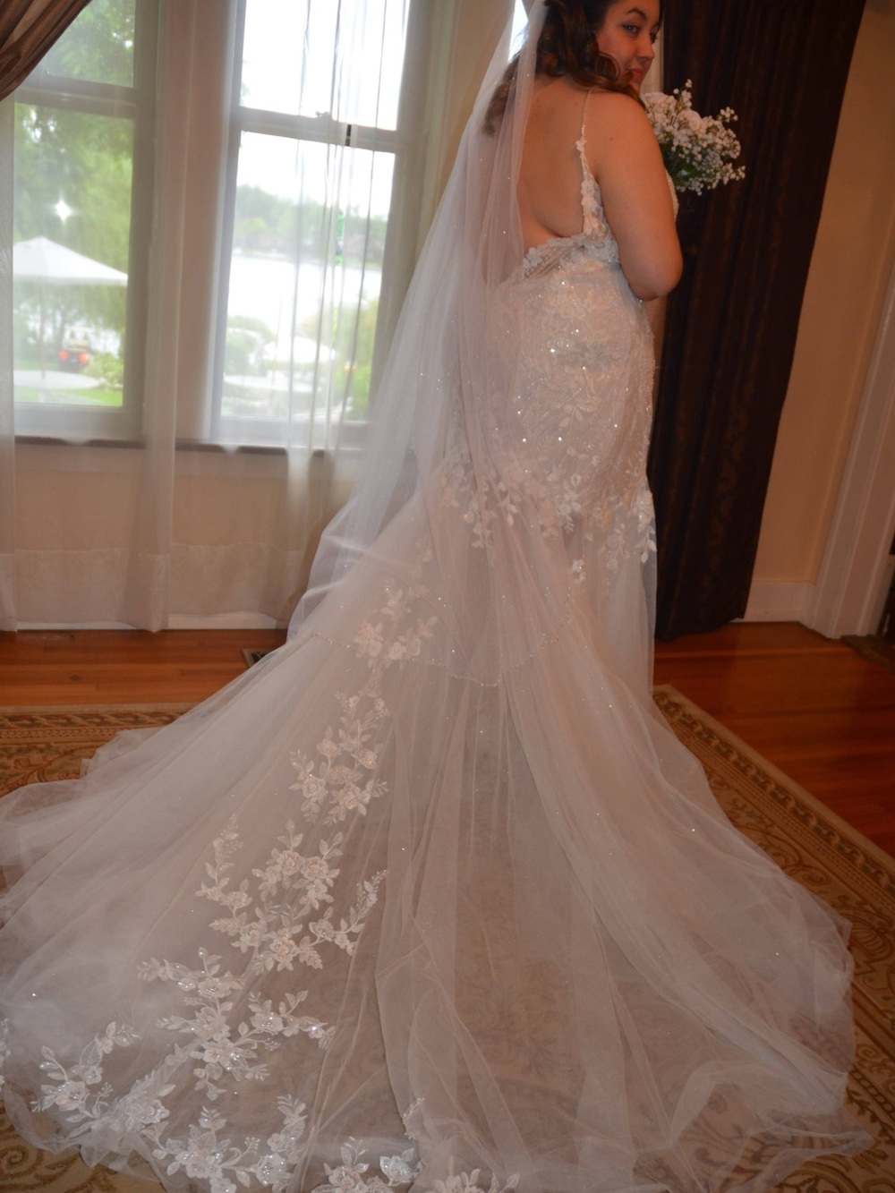 Maggie Sottero Ivory Lace-Trim Bridal Gown